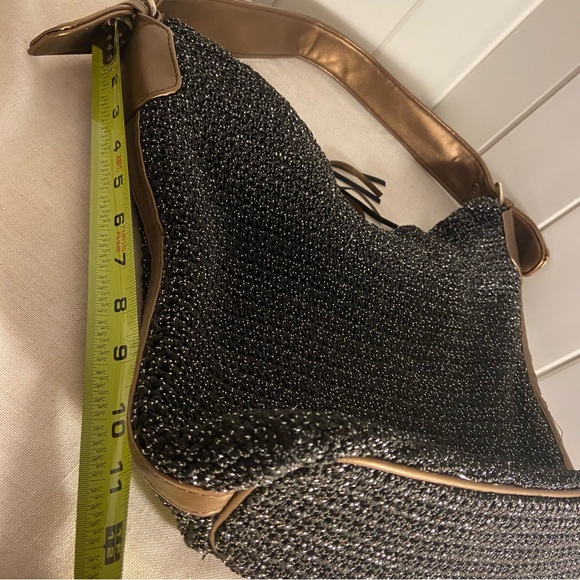 Studio 803 Black handbag crochet knit
metallic thread accent women’s purse Bag - Picture 6 of 14